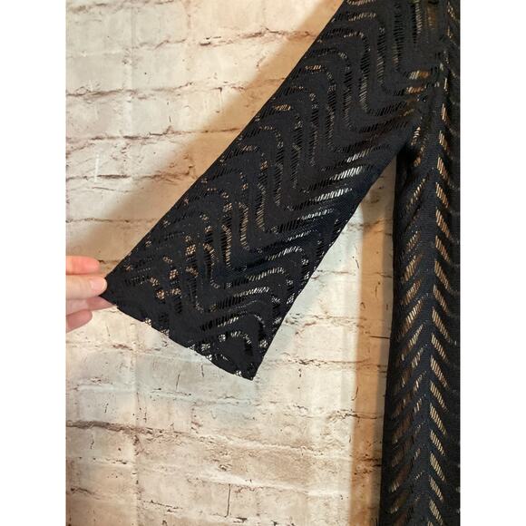 Emma & Michele Dress Womens Medium Black All Over Embroidered Lace Stretch - Picture 4 of 15